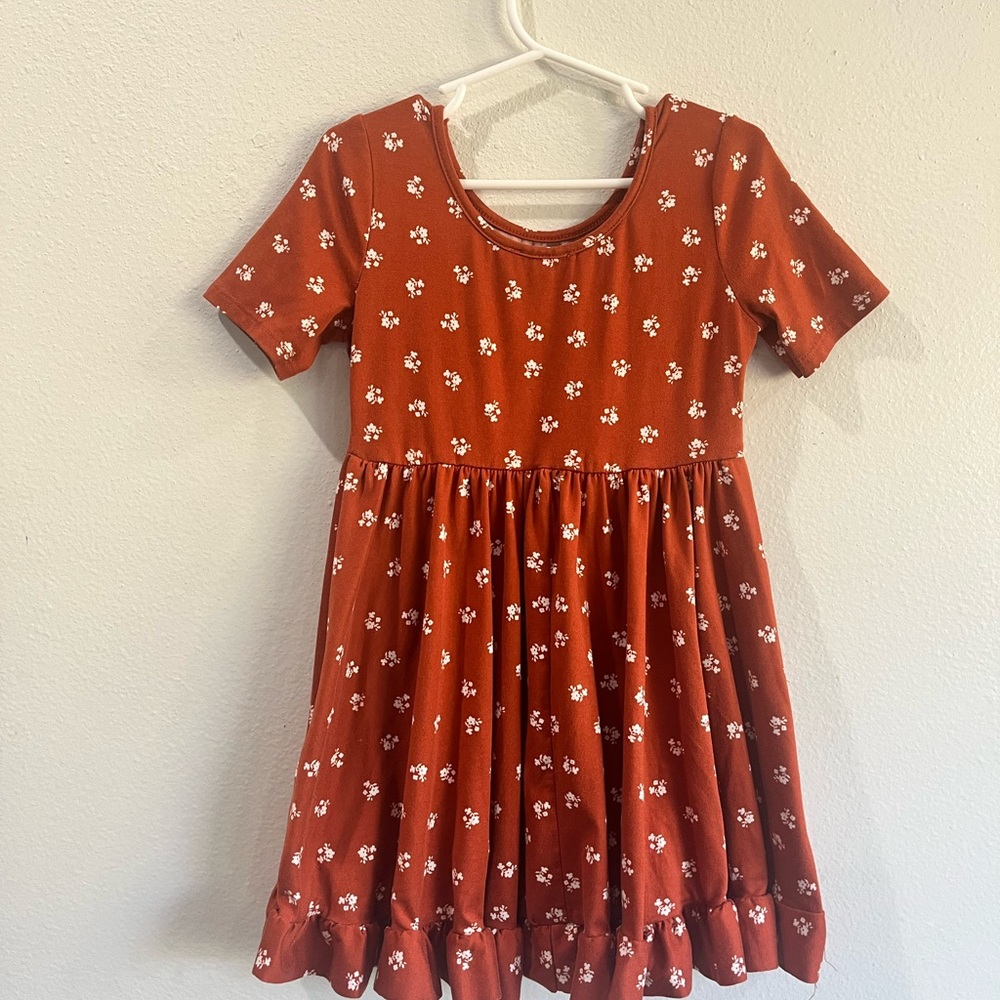 Chenault Orange A-Line Sundress Short Sleeve Scoop Neck